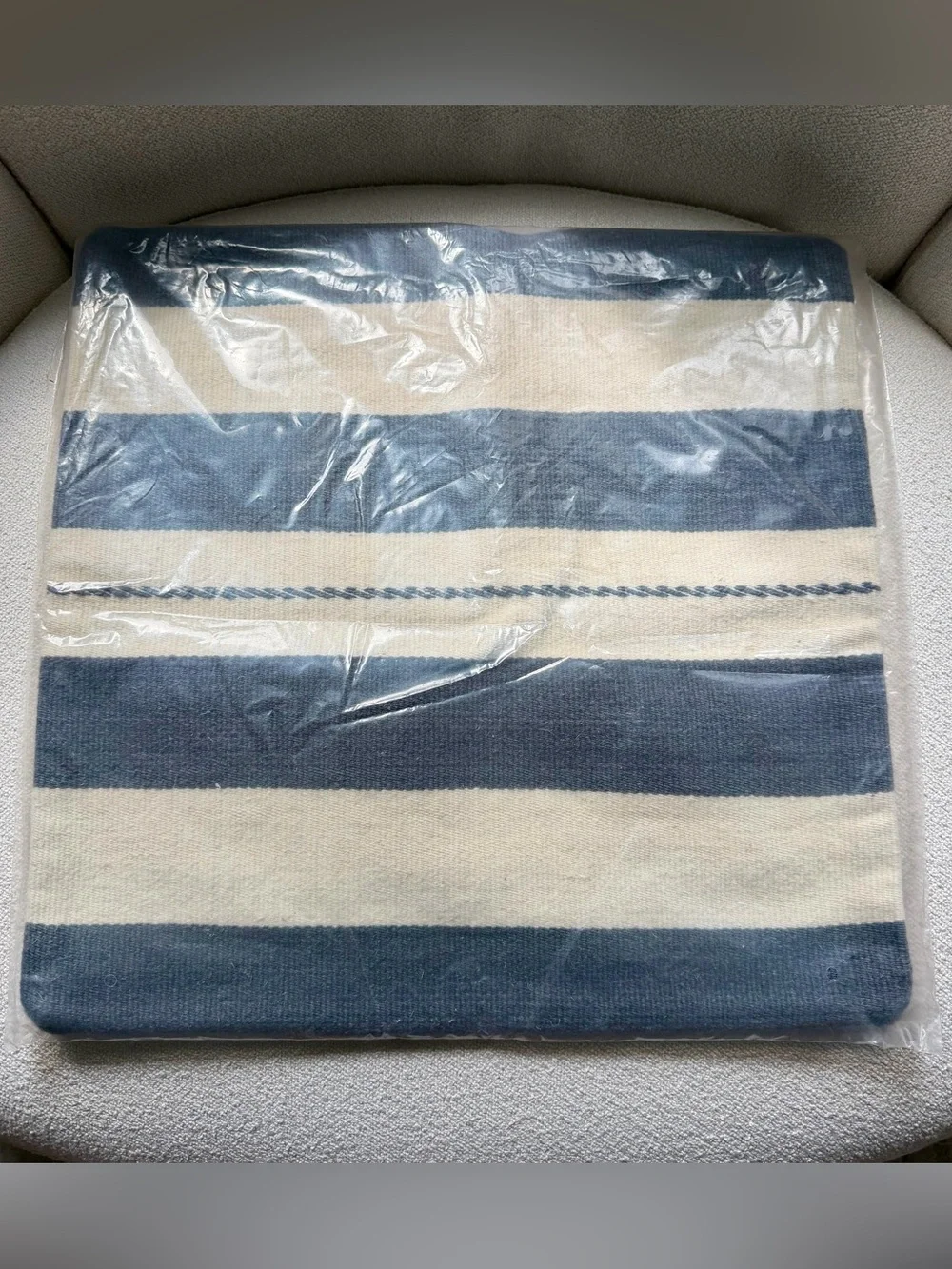 West Elm Broad Wool Stripe Pillow Cover 20x20 Graphite NWT Rare Handwoven